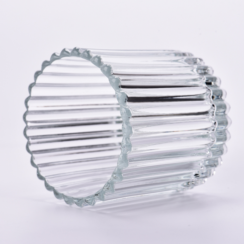 Ribbed Glass Candle Vessels Transparent Glass Candle Container 