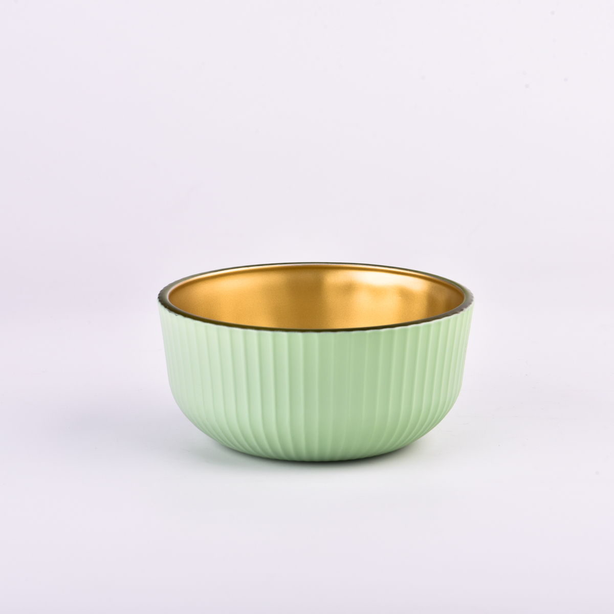 Frasco de vela de vidro com padrão de tira pequena e cor dourada