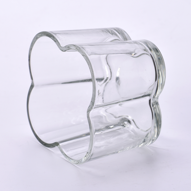 Clear flowers shape glass candle vessel wholeale