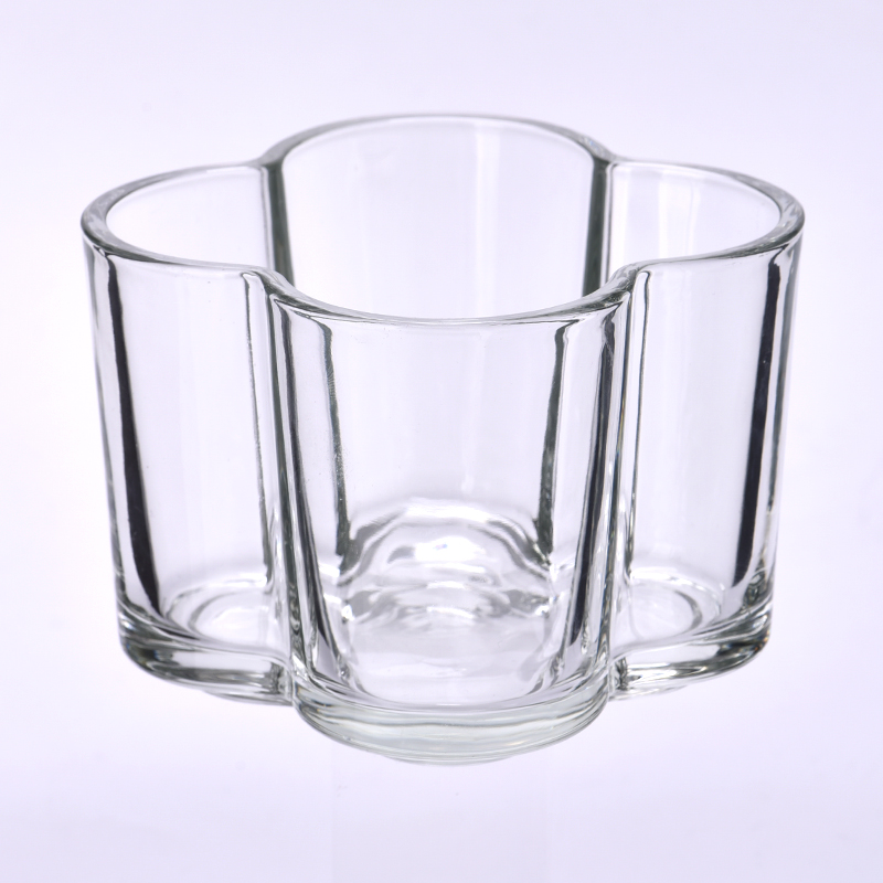 Clear flowers shape glass candle vessel wholeale