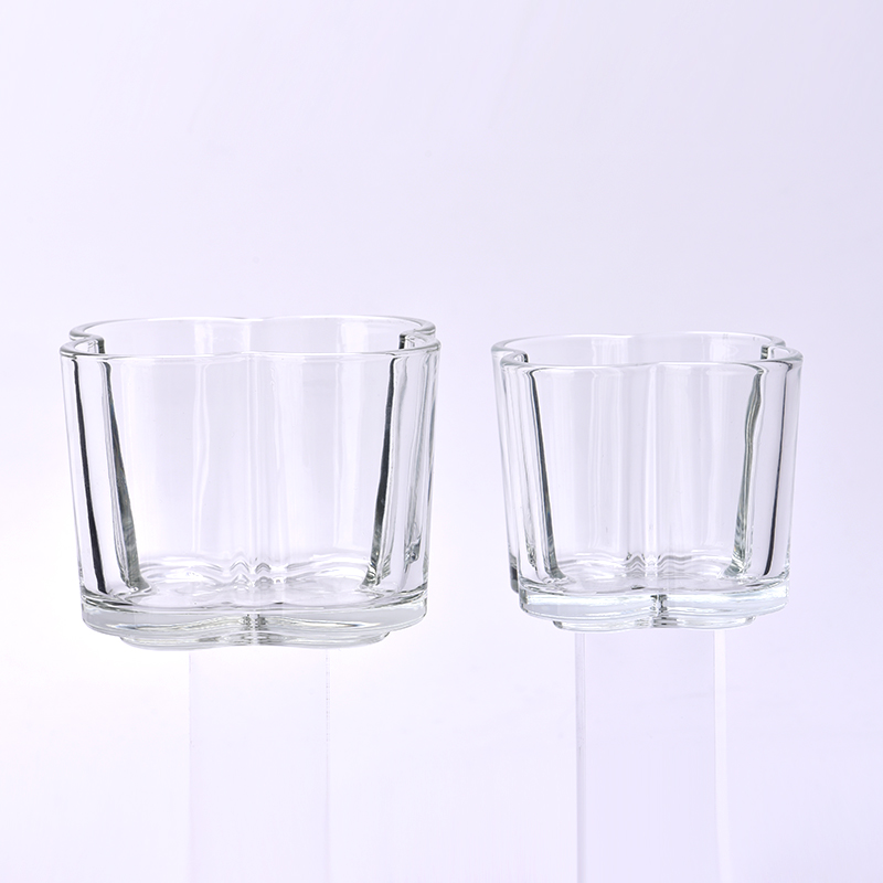Clear flowers shape glass candle vessel wholeale