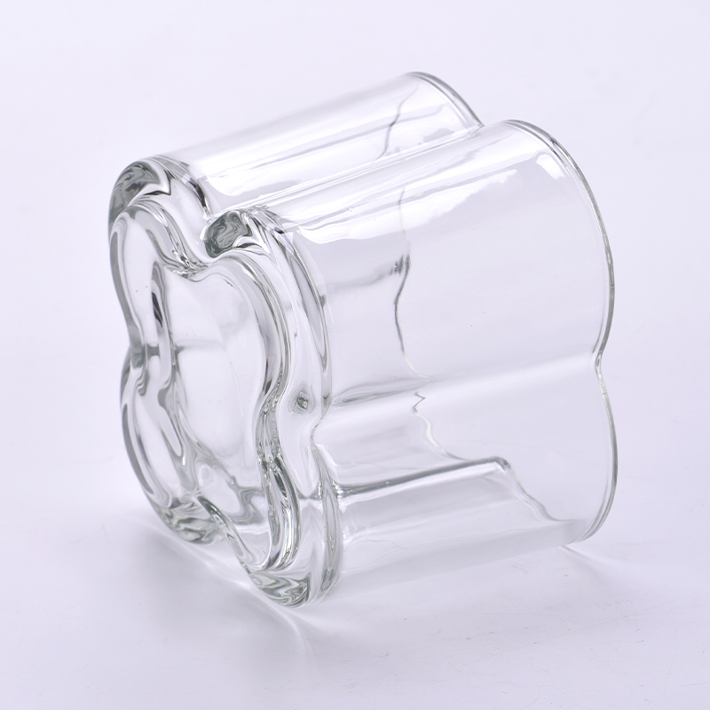 Clear flowers shape glass candle vessel wholeale