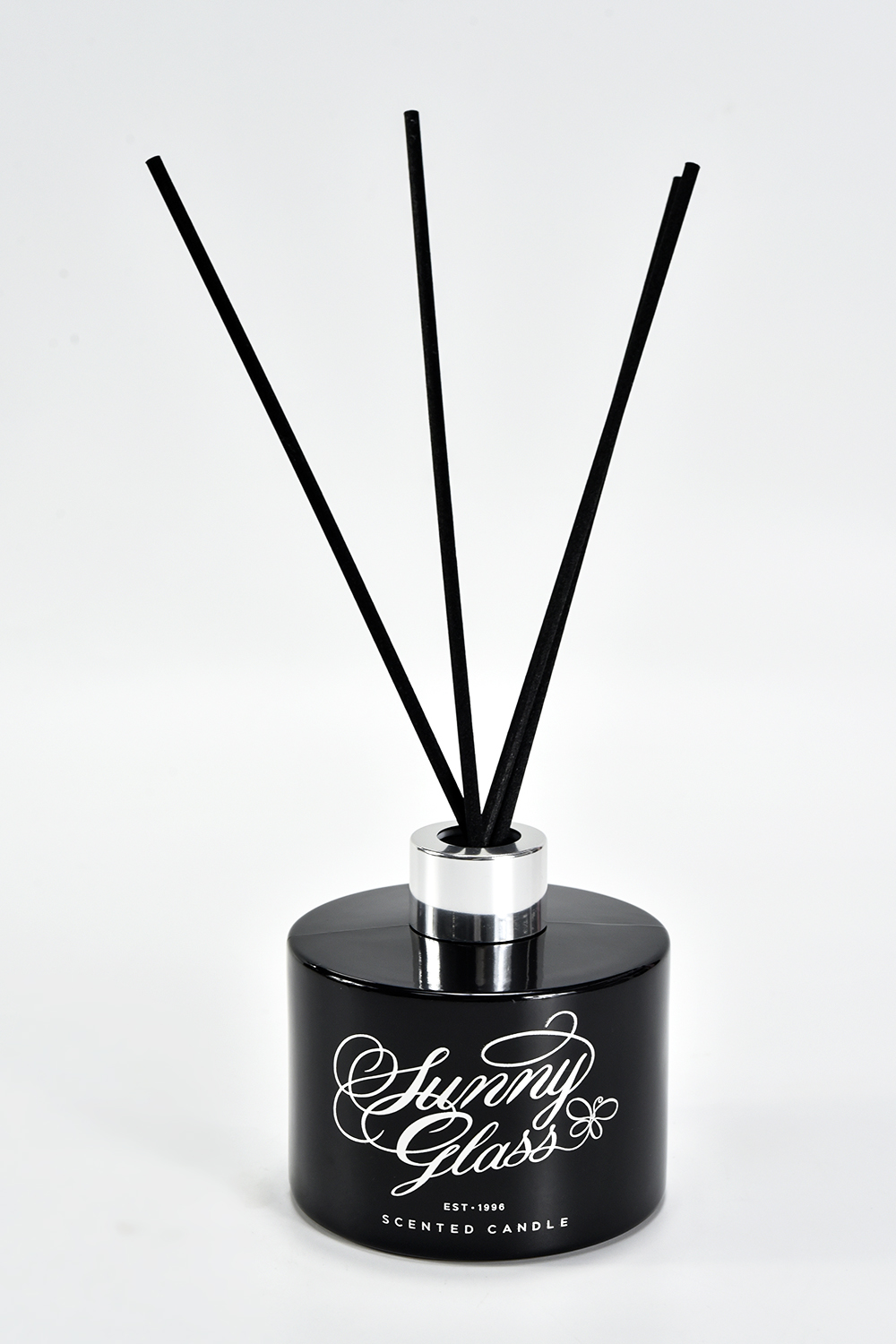 Gift Set Black Glass Candle Holders with Black Glass Diffuser Bottle Manufacturer