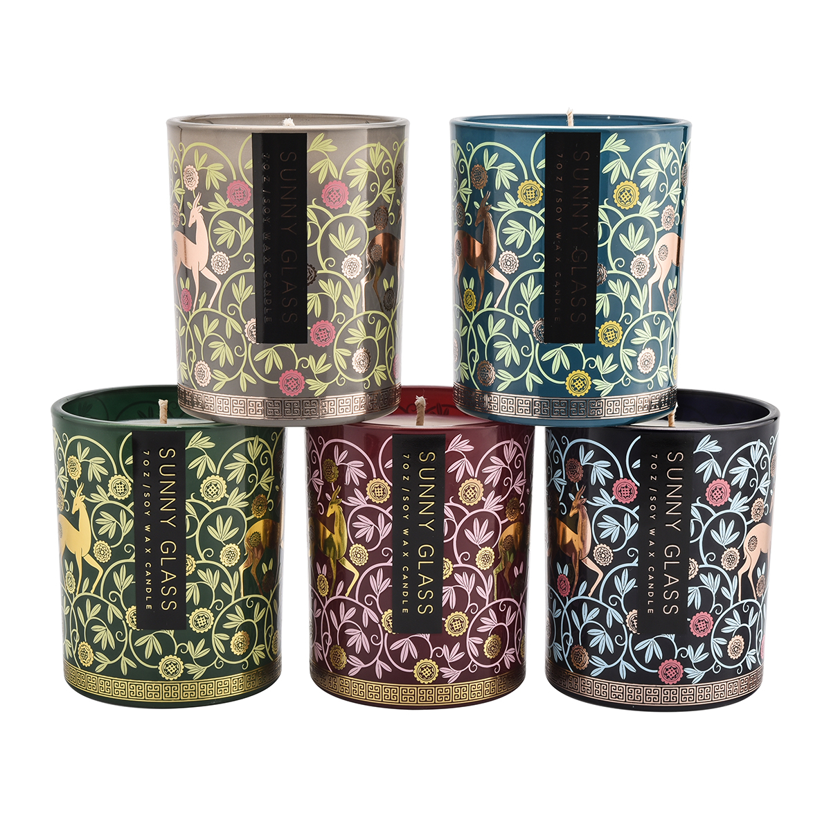 Kalın Duvar Çıkartması Baskı Cam Mum Kavanozları 300ml Cam Mum Kapları