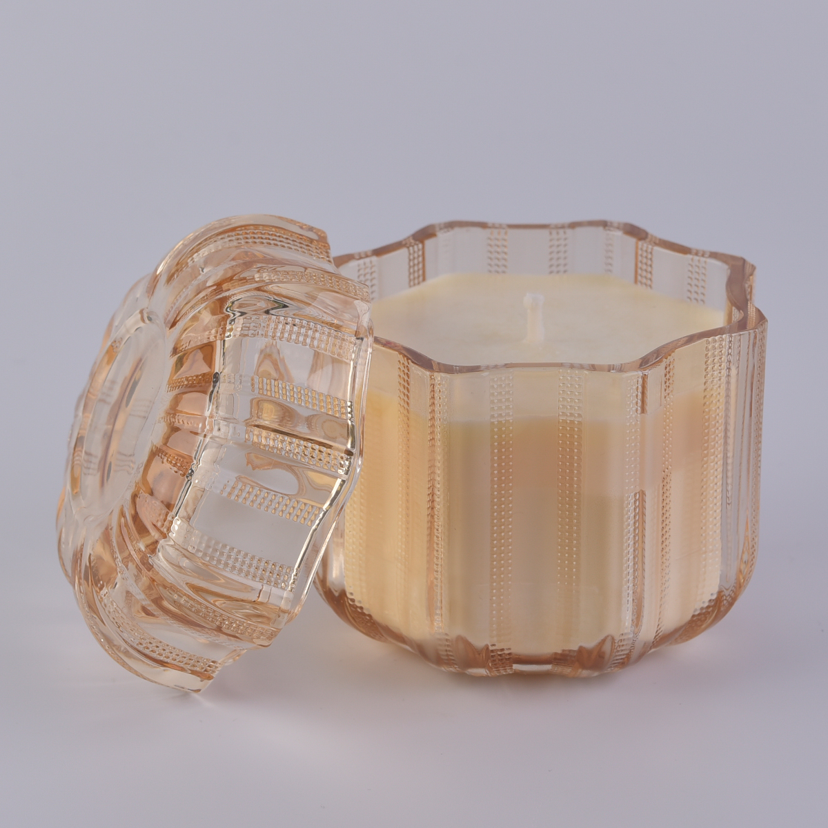 Προμηθευτής sunny new design 380ml 400ml γυάλινο βάζο κεριών με καπάκια για κερί σόγιας