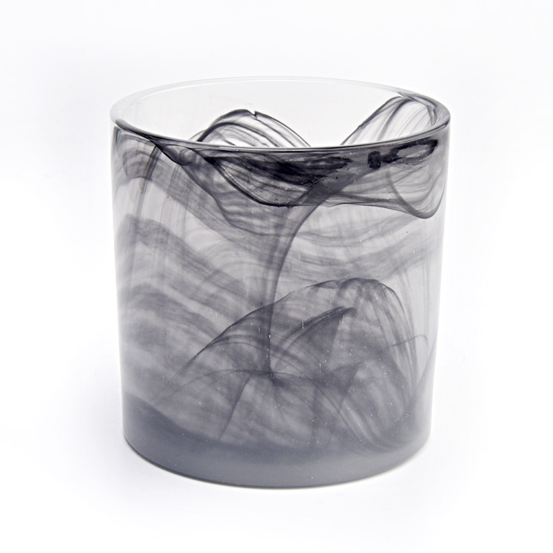 Luxury black glass candle jar with unique design wholesale