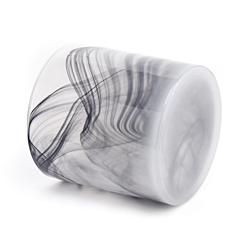 Luxury black glass candle jar with unique design wholesale