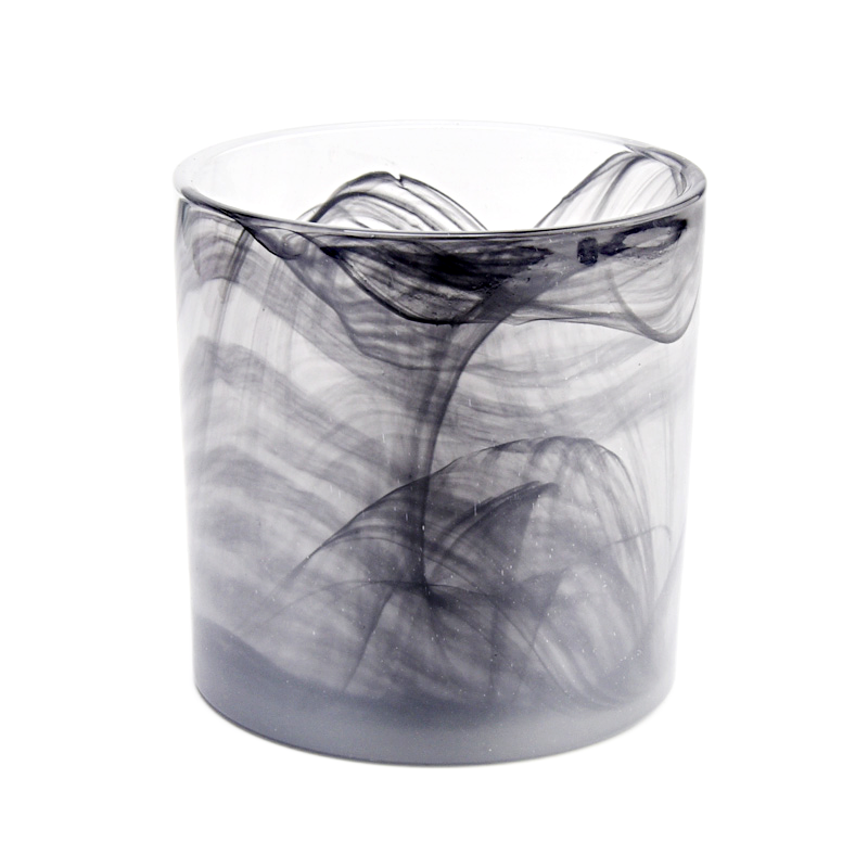 Luxury black glass candle jar with unique design wholesale