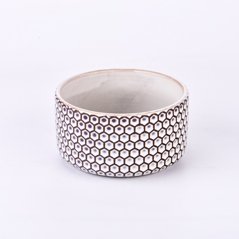 Keramická nádoba se 3 knoty s voštinovým vzorem