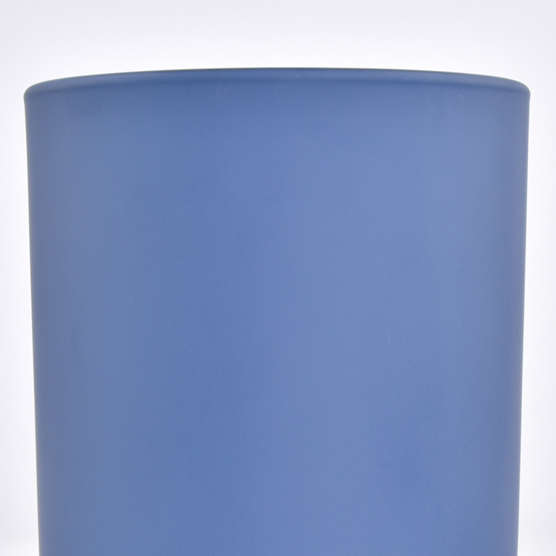 Wholesale blue frosted glass candle jars for home decor Wholesale blue frosted glass candle jar diffuser bottle for home decoration