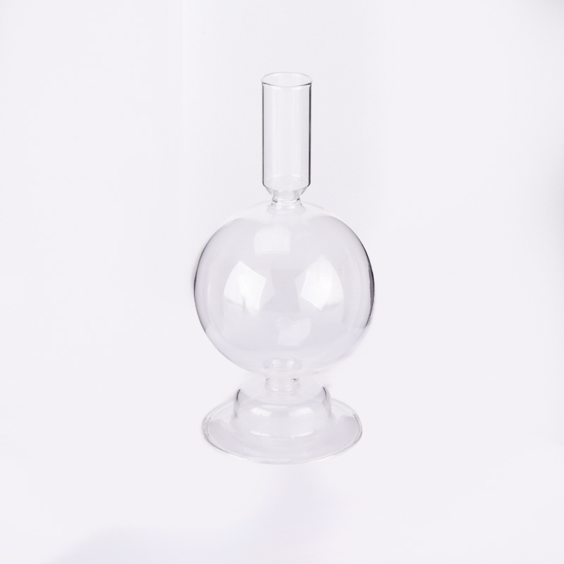 Sütun mum için benzersiz tasarım uzun borosilikat cam şamdan