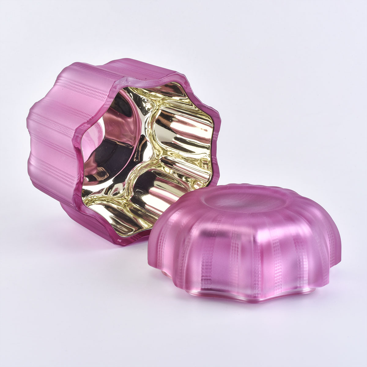 Wholesale 8oz 10oz flower pattern pumpkin  glass candle holders for Hallowmas