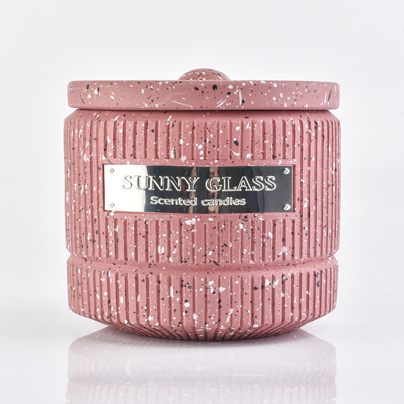 Ev dekorasyonu için kapaklı lüks çimento mum kavanozları