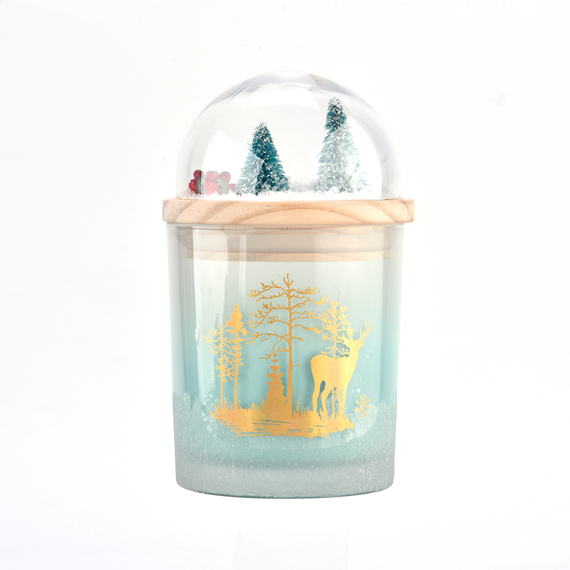 Tedarikçi lüks kar topu ahşap mum kapağı 8oz 10oz 12oz kavanozu eşleştirmek için