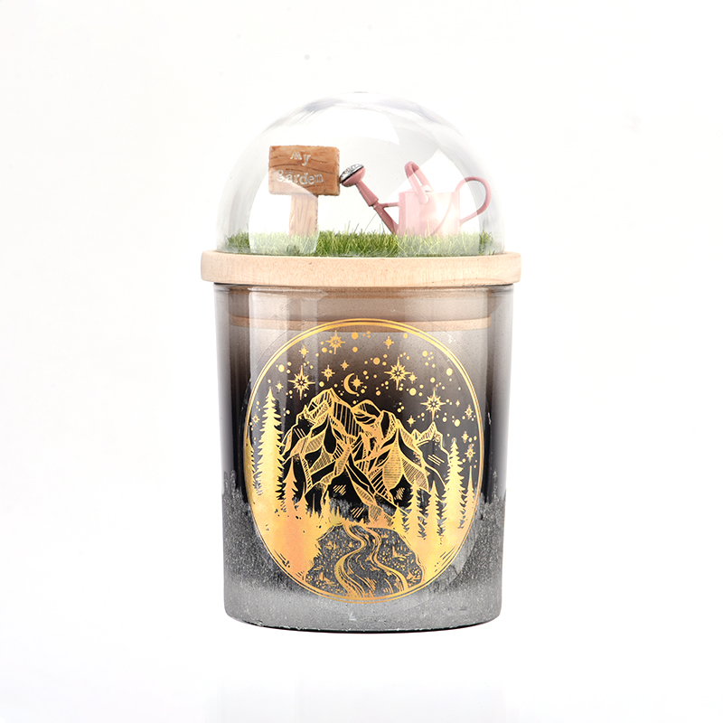 Minyatür cam kubbe ile toptan lüks ahşap mum kapağı