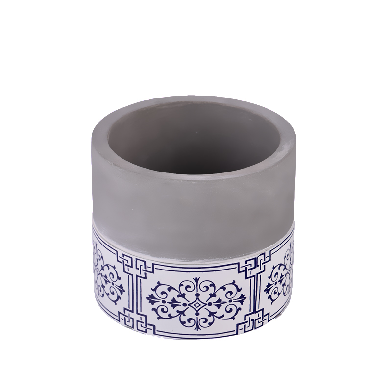 hiasan rumah 14oz balang lilin konkrit dengan karya seni cat tangan