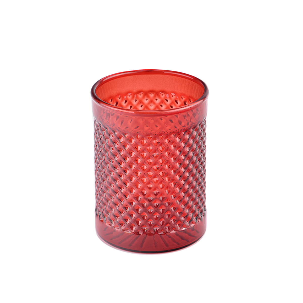 Pots de bougie en verre rouge pour la décoration de vacances, récipients en verre vides de bougie