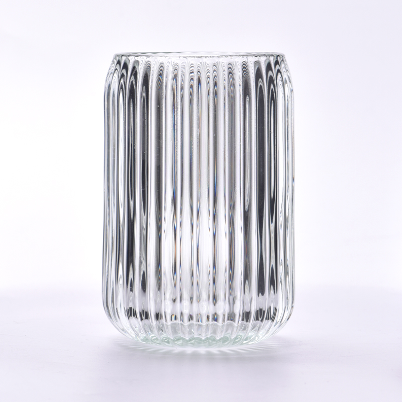 13oz striped clear glass candle jar with round bottom 13oz striped clear glass candle jar with round bottom