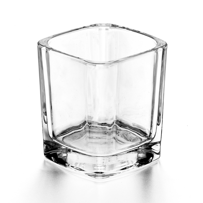 Bougeoirs en verre carrés de luxe Pot de bougie en verre carré de 8 oz en gros