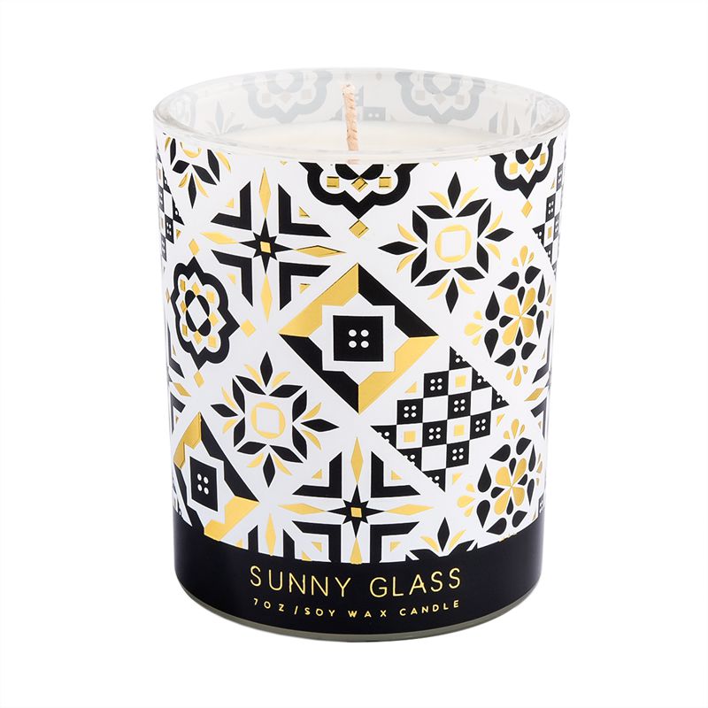 Tedarikçi 8oz 10oz ev dekorasyonu tam boy sanat eseri baskı cam mum kavanozu