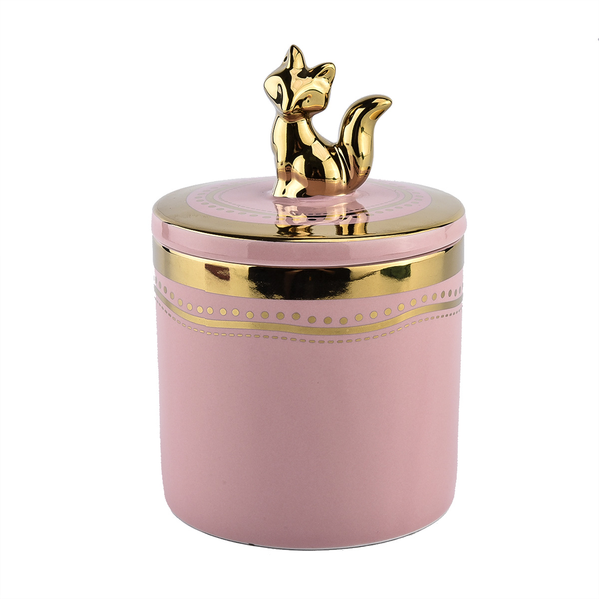 luxury pink ceramic candle jar with animal decoration lid - COPY - e2cwir