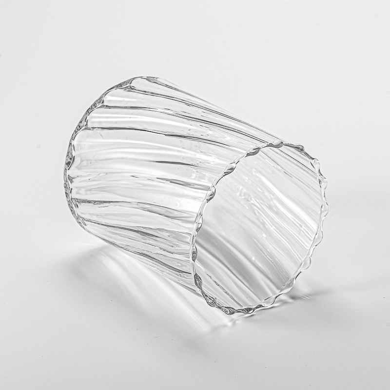 Wholesale clear striped glass candle jars for home decoration