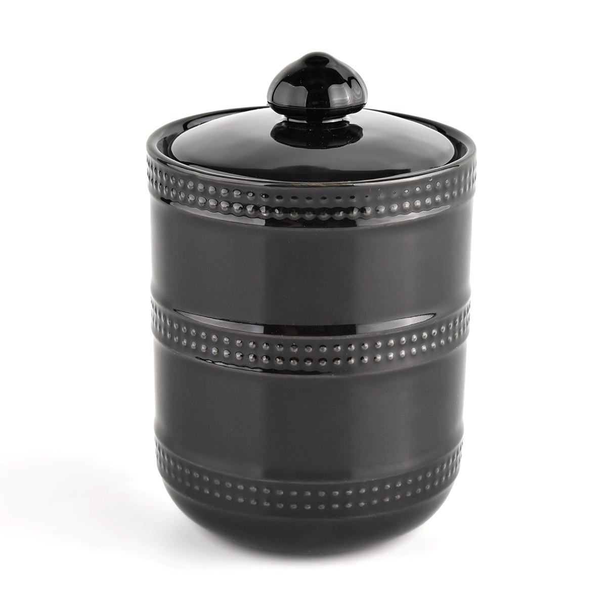 Recipiente para velas de cerámica negra para decoración del hogar con tapa