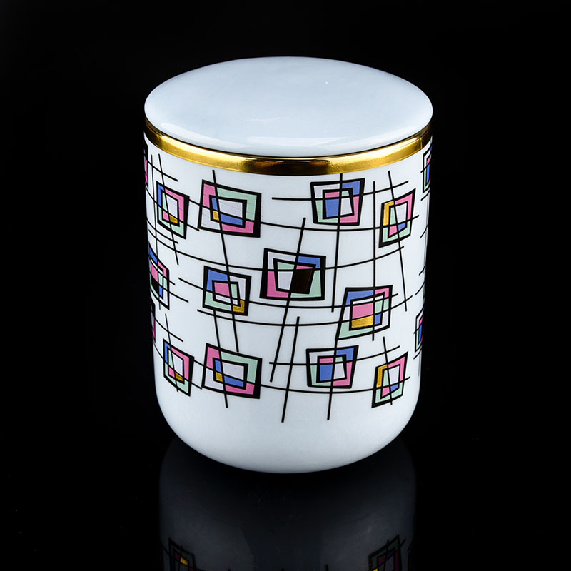 Luksuzno umjetničko djelo tiskanje plave keramičke staklenke za svijeće