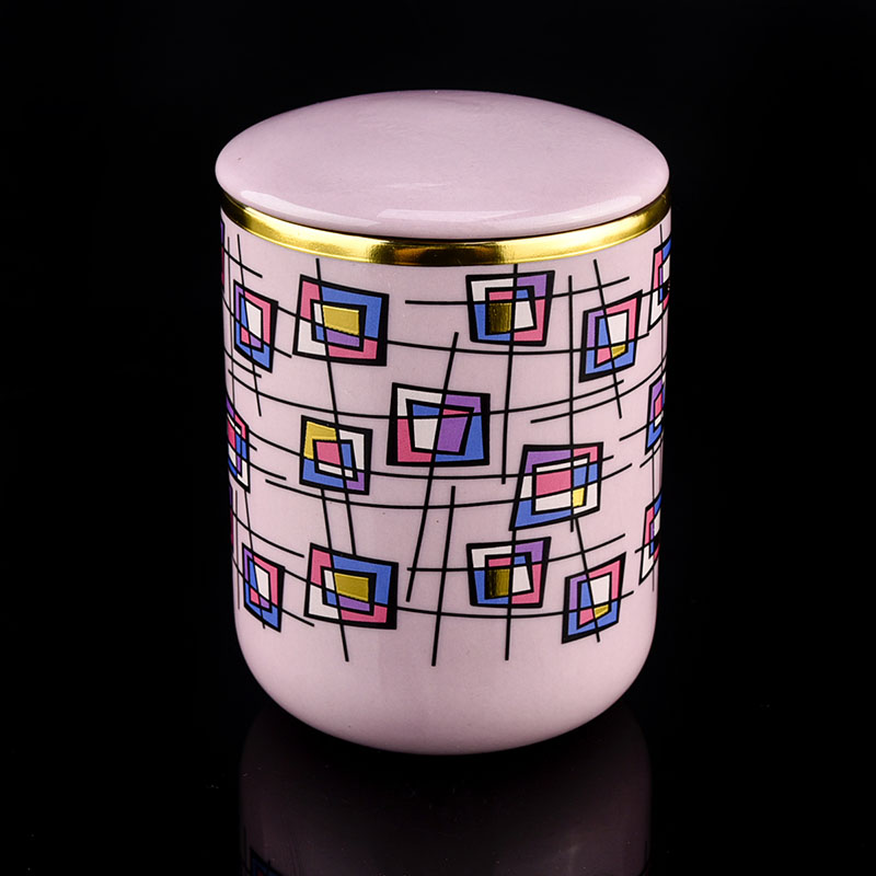 Vruća prodaja ružičasta 10oz umjetnička keramička staklenka s poklopcem