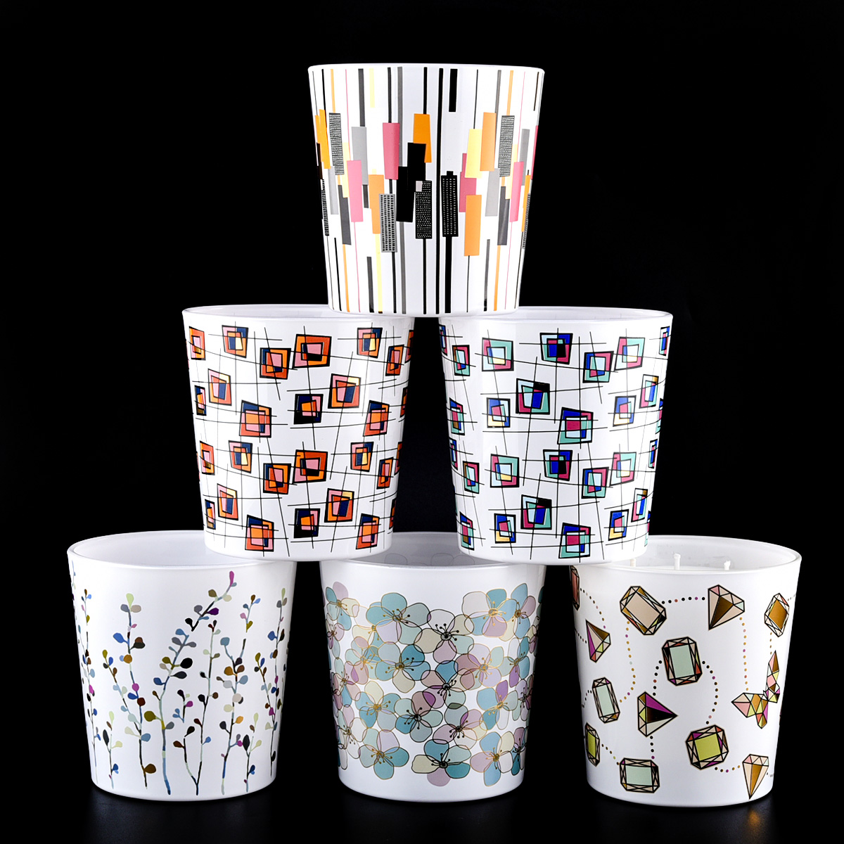 Luxury Custom Printing Glass Candle Vessels 18oz Glass Candle Jars