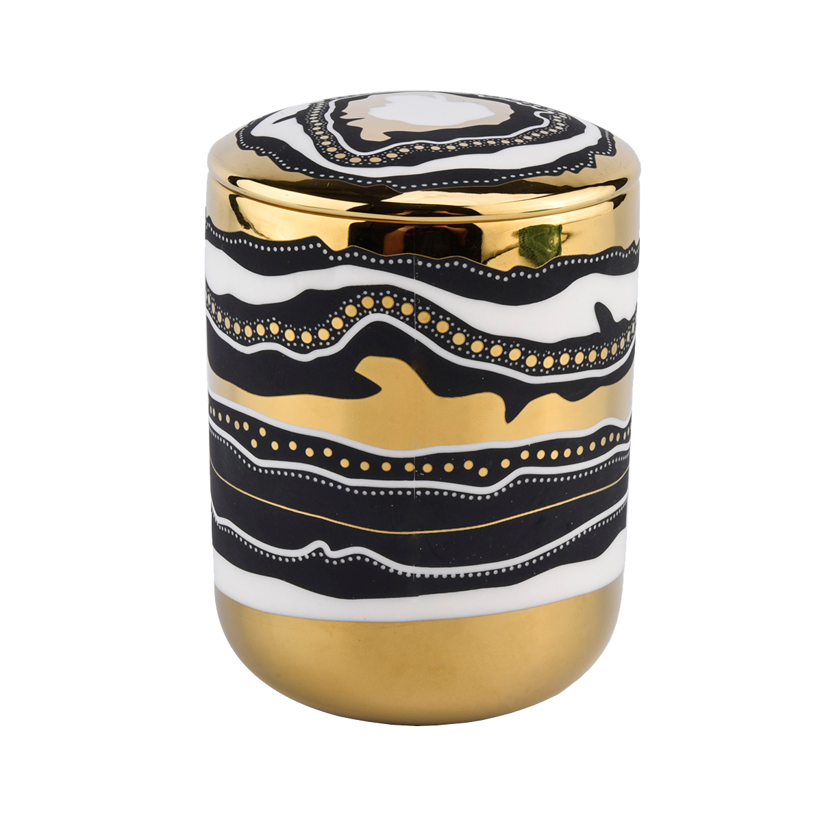 black and gold artwork ceramic candle jar black and gold artwork ceramic candle jar