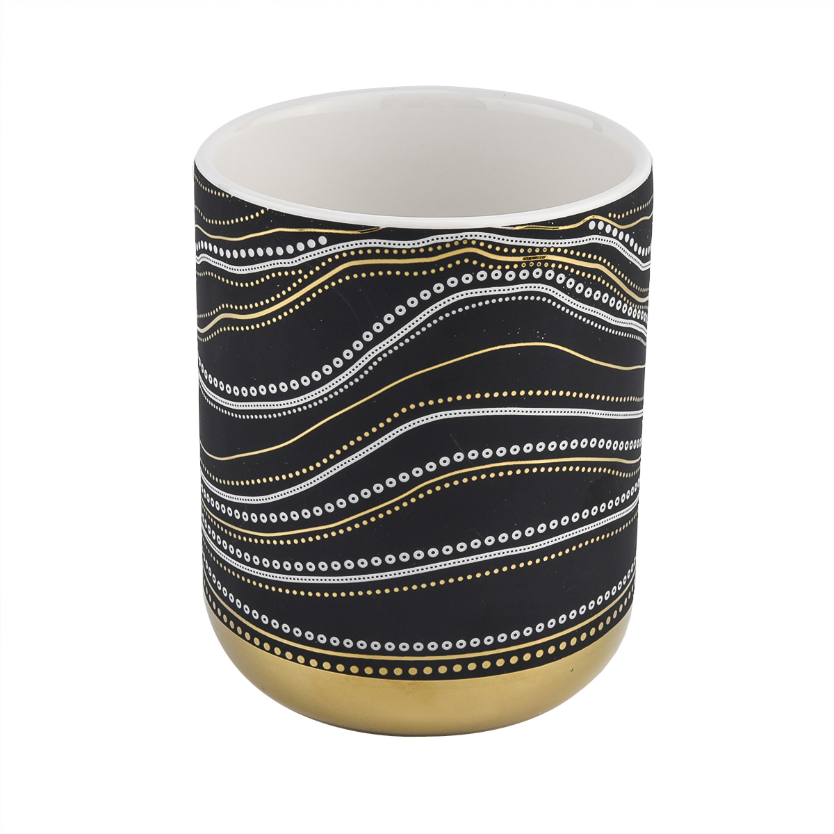 luxury 10oz artwork black ceramic jar with lid