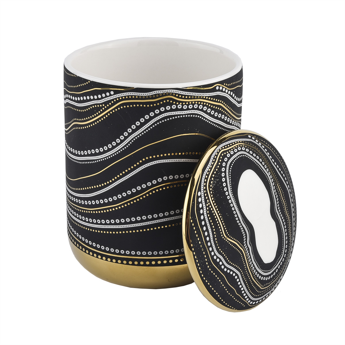 Luksuzni umjetnički rad od 10oz crna keramička staklenka s poklopcem