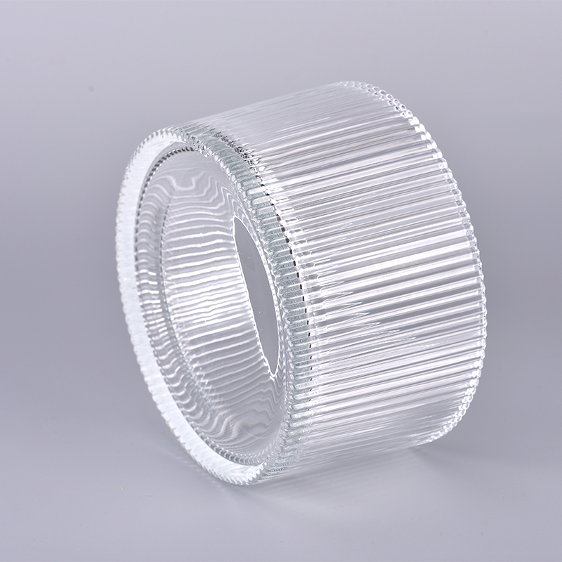 1200ml clear glass candle container with stripe home decor