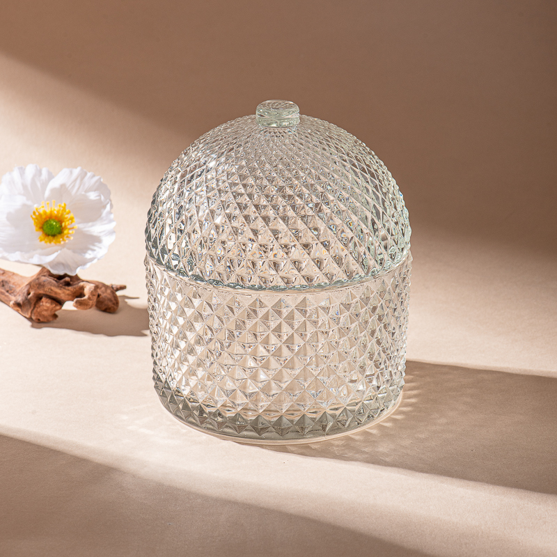Wholesale luxury empty glass candle container with lid