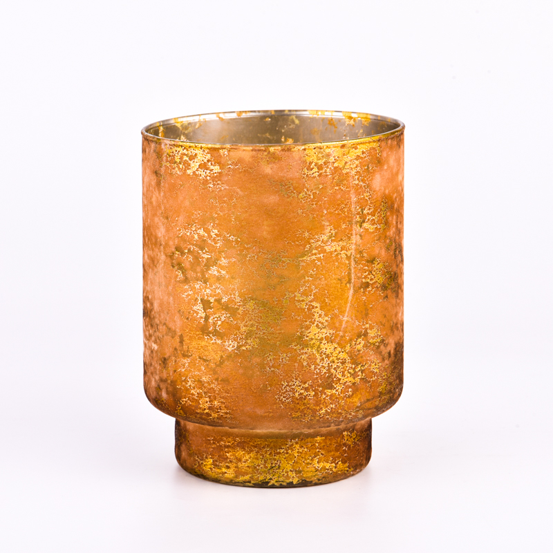 Supplier 1200ml foil gold glass candle jar with step home decor