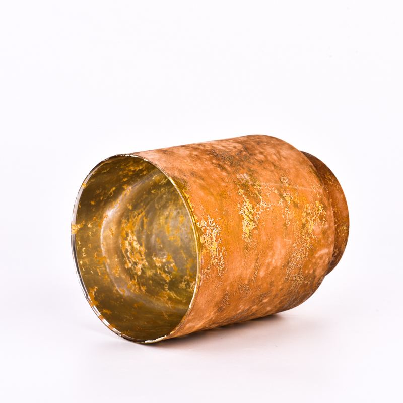 Supplier 1200ml foil gold glass candle jar with step home decor