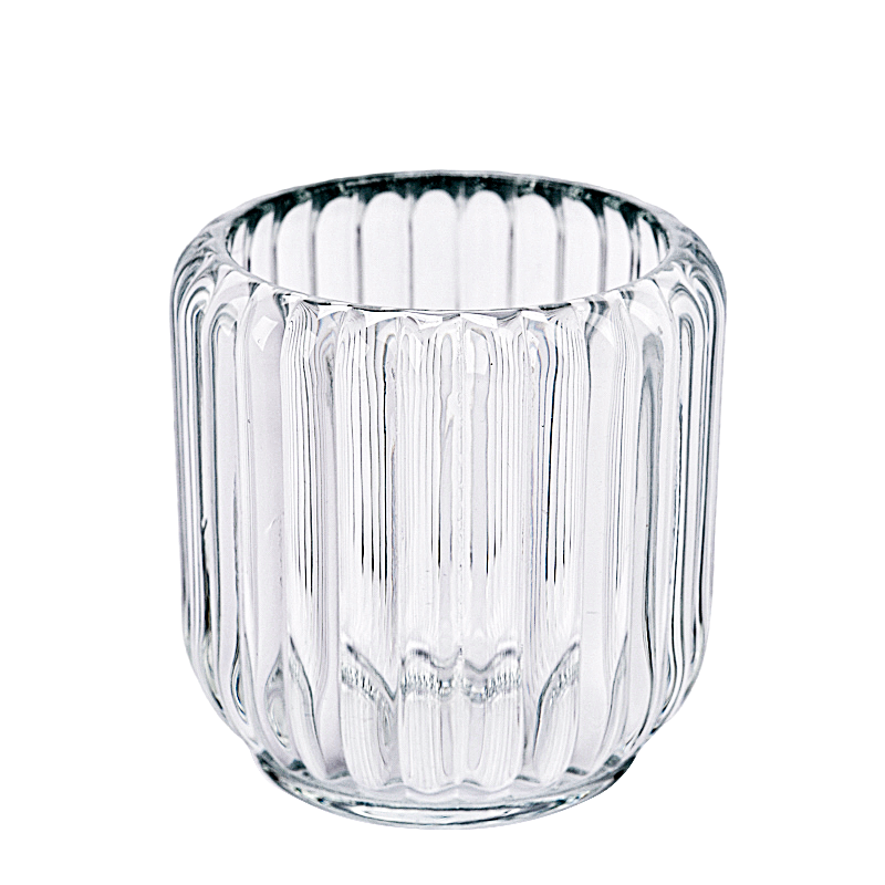 Unique transparent vertical glass candle jar wholesale