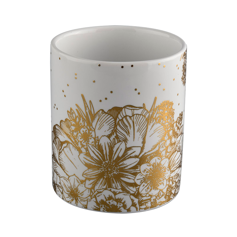 1 oz barattolo di candele in ceramica di colore bianco e oro