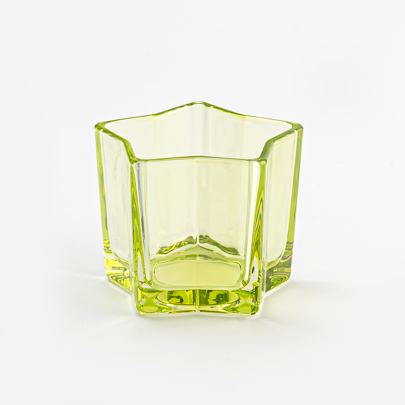 4 oz scented candle green glass container star shape