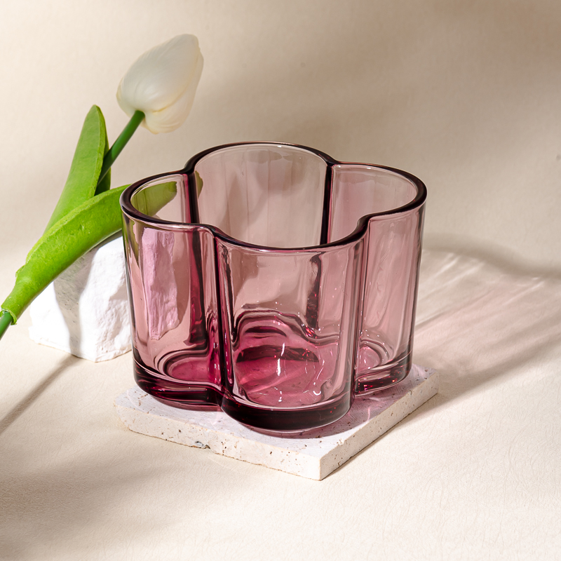 Flower Shaped Transparent purple Glass for Candle Making