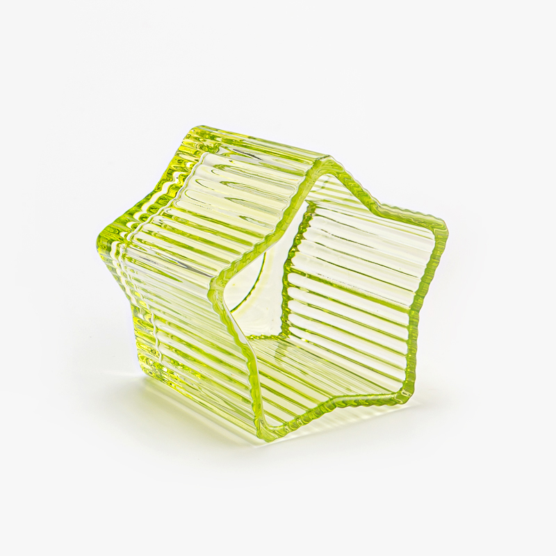 Stjärnformad 4 oz grön glas behållare doftljusburk