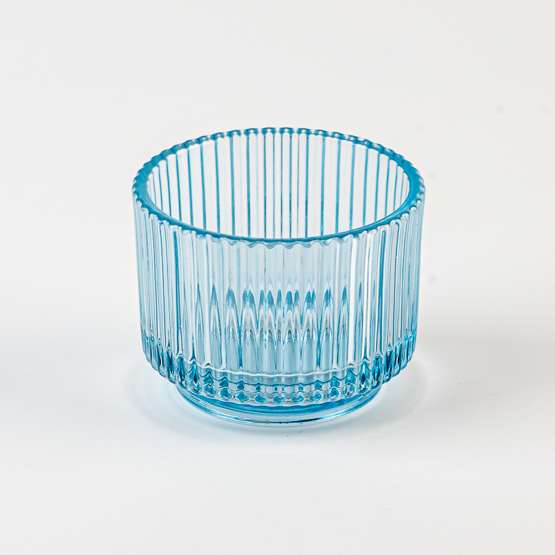 145ml empty round glass candle container with stripe home decor
