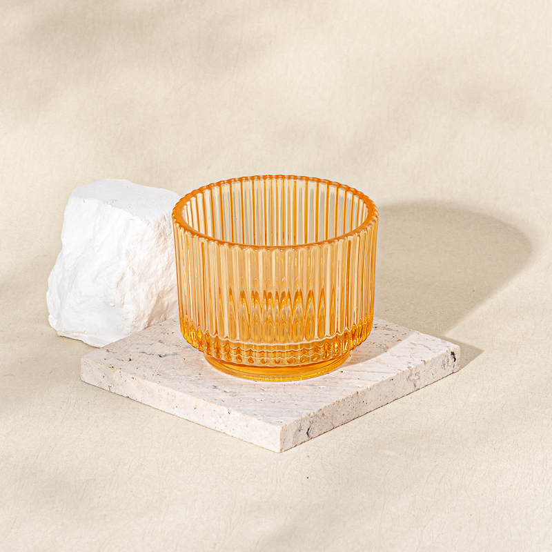 145ml empty round glass candle container with stripe home decor