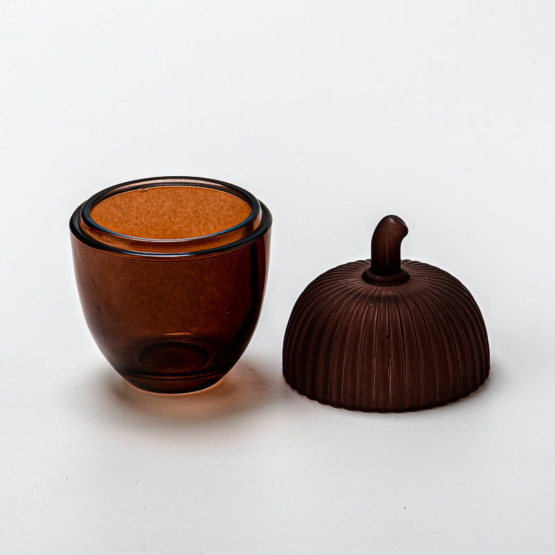 brown acorn shape glass candle jar with lid brown acorn shape glass candle jar with lid
