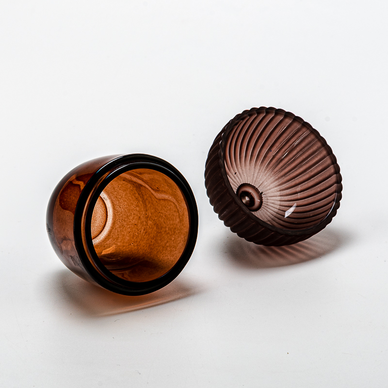 brown acorn shape glass candle jar with lid brown acorn shape glass candle jar with lid