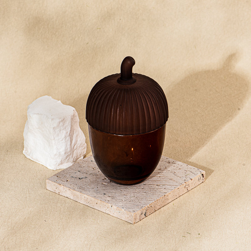 brown acorn shape glass candle jar with lid brown acorn shape glass candle jar with lid