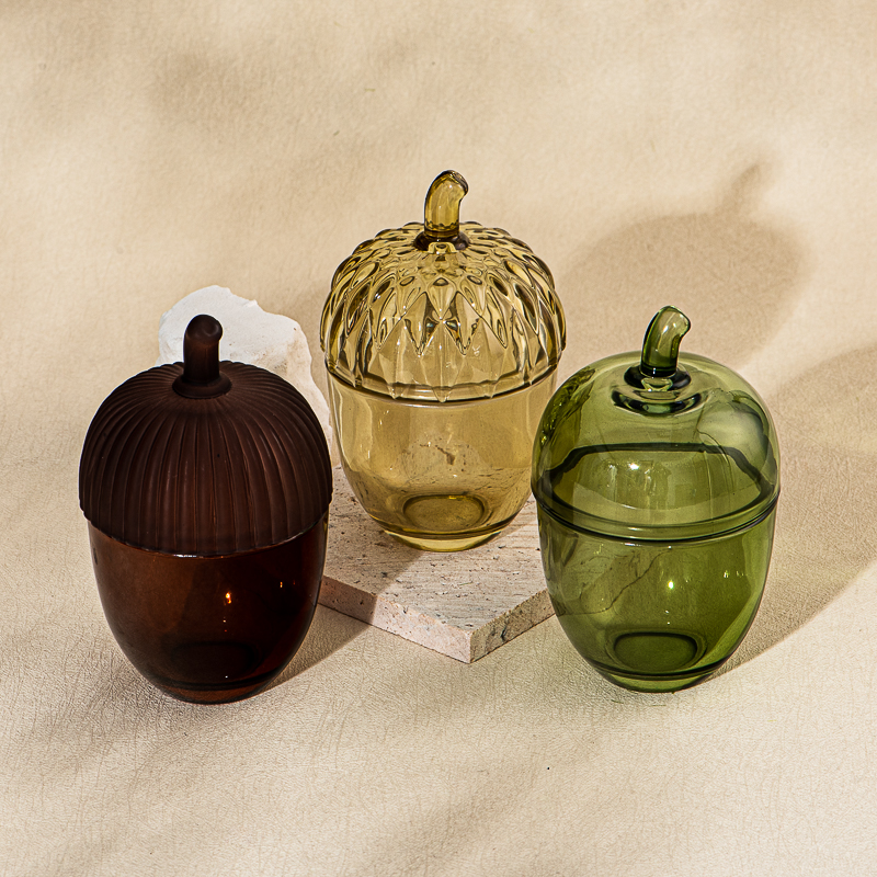Mini Acorn Design Glass Candle Jar