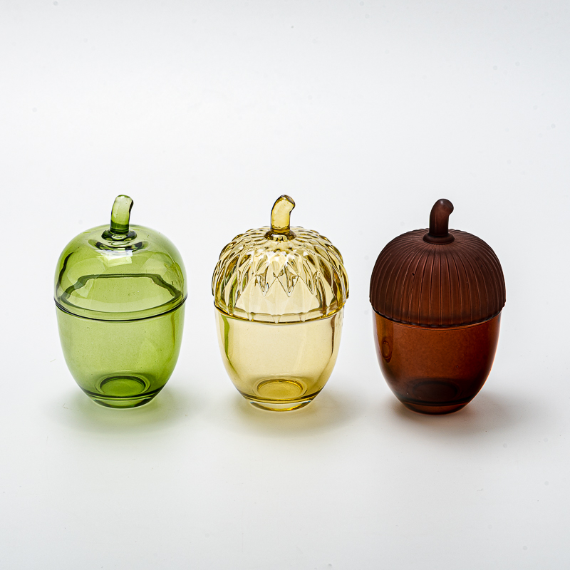 brown acorn shape glass candle jar with lid brown acorn shape glass candle jar with lid