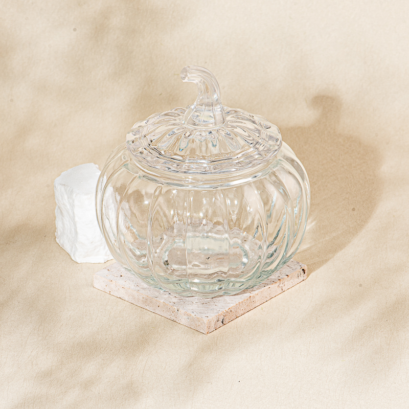 Popular Pumpkin Glass Candle Jar With Lids Custom Color Pumpkin Glass Candle Holders Wholesale